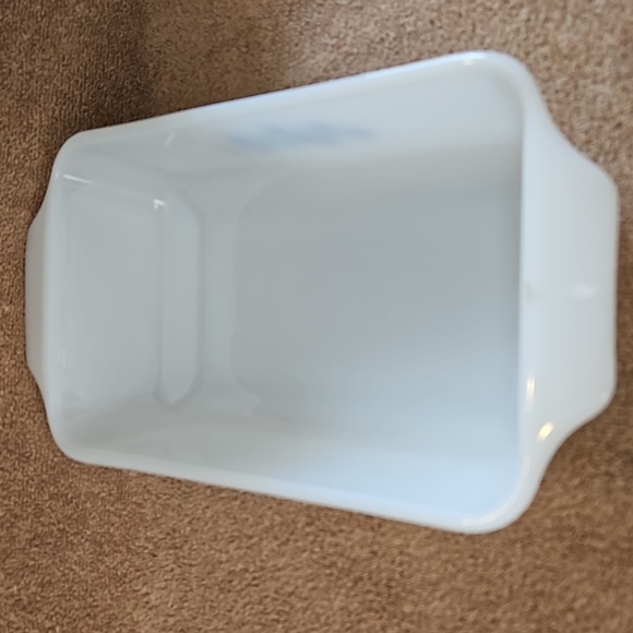 Vintage Anchor Hocking/Fire King Milk Glass Blue Cornflower Loaf Dish T13 - Picture 3 of 6